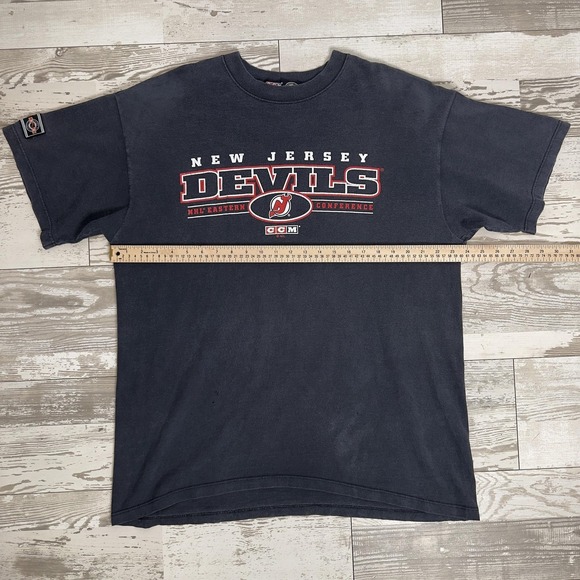 Vintage New Jersey Devils Shirt Mens XL Black NHL Hockey CCM Short Sleeve 90s - Picture 7 of 12